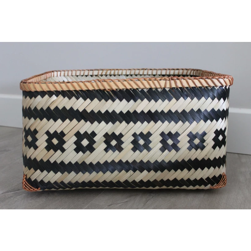 Set/3 Cestas Rectangular Natural/Negro