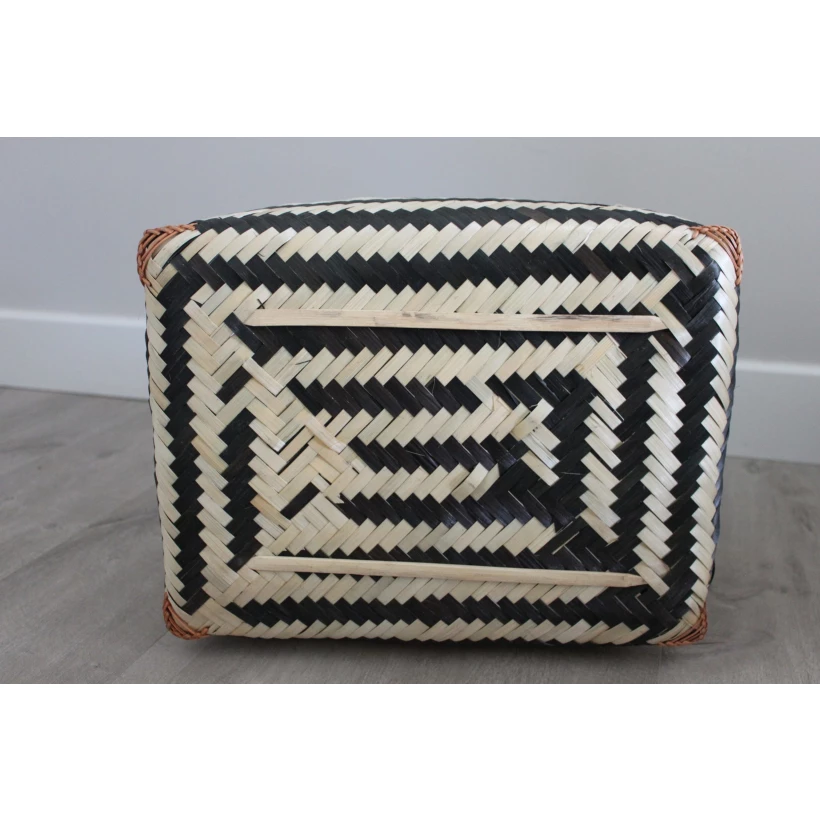 Set/3 Cestas Rectangular Natural/Negro