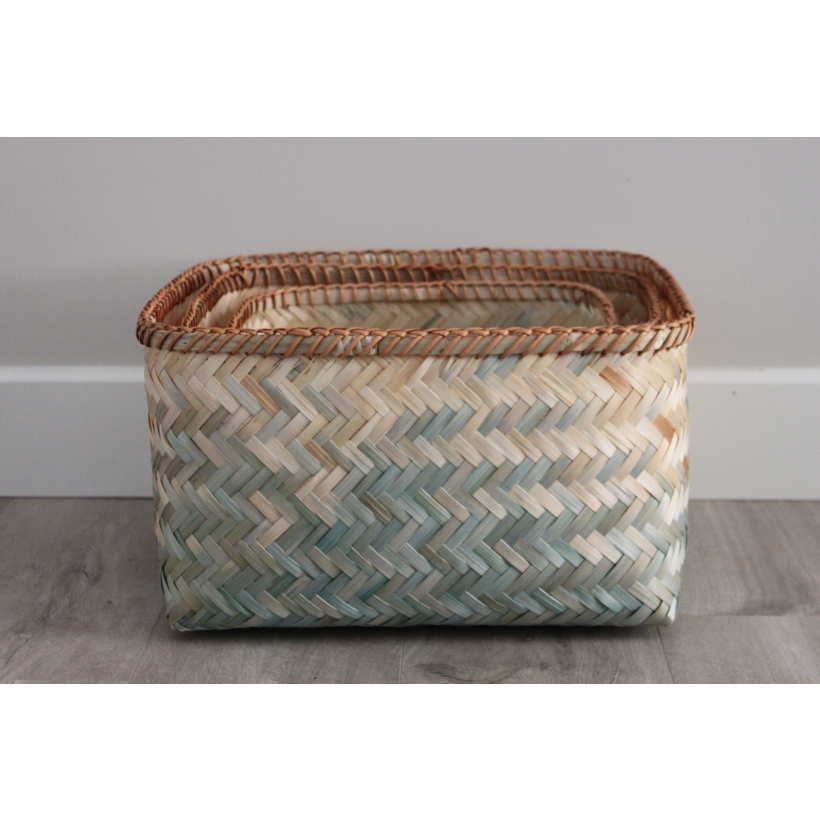 Set/3 Cestas Rectangular Aqua