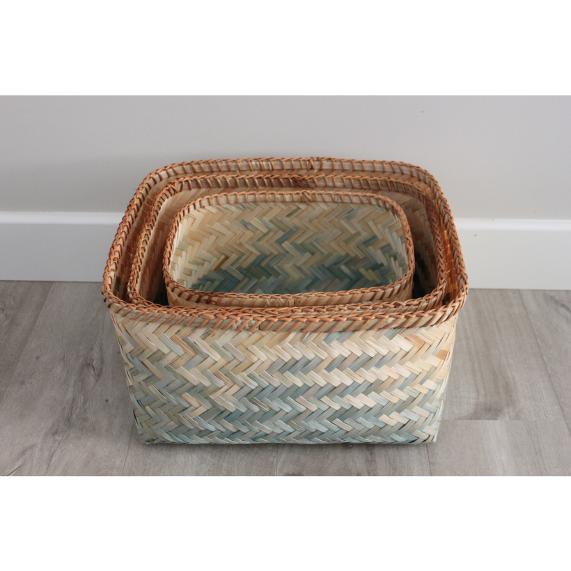 Set/3 Cestas Rectangular Aqua