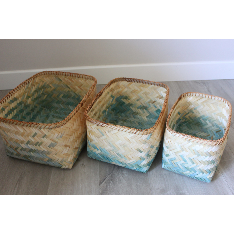 Set/3 Cestas Rectangular Aqua