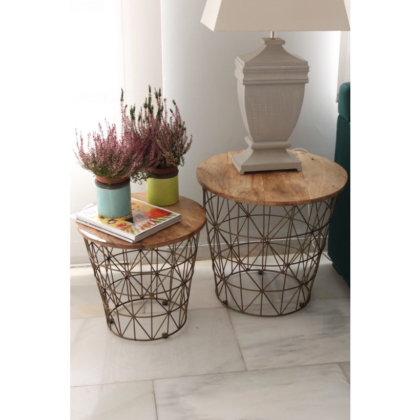 Set/2 Mesas Hierro y Madera