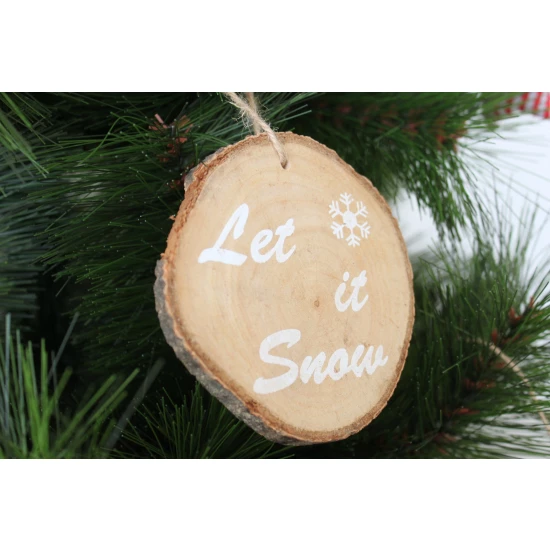 Colgante Rodaja madera "Let it snow"