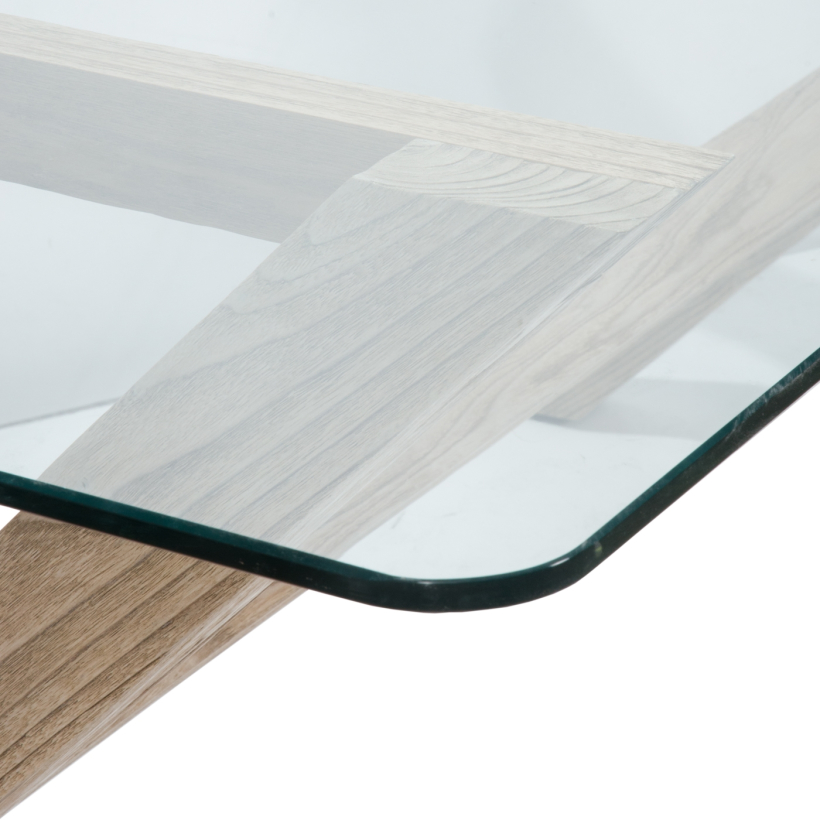Mesa comedor roble y cristal