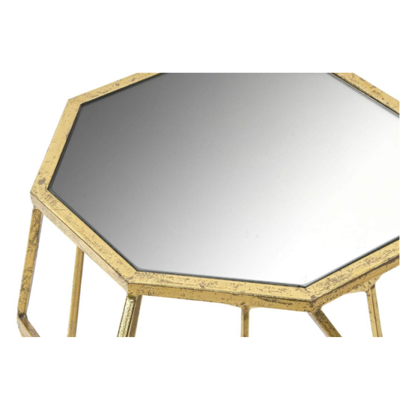 Mesa auxiliar metal dorado y cristal