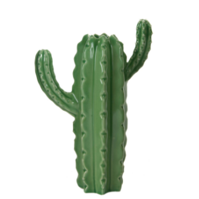 Jarrón cactus verde porcelana