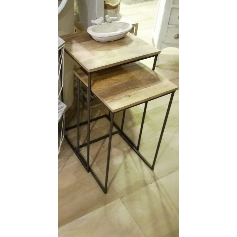 Set mesas nido hierro y madera
