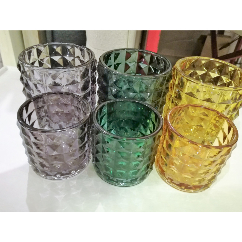Portavelas cristal labrado