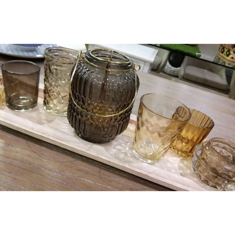 Set 9 portavelas cristal tallado