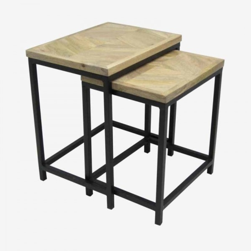 Set mesas madera y negra
