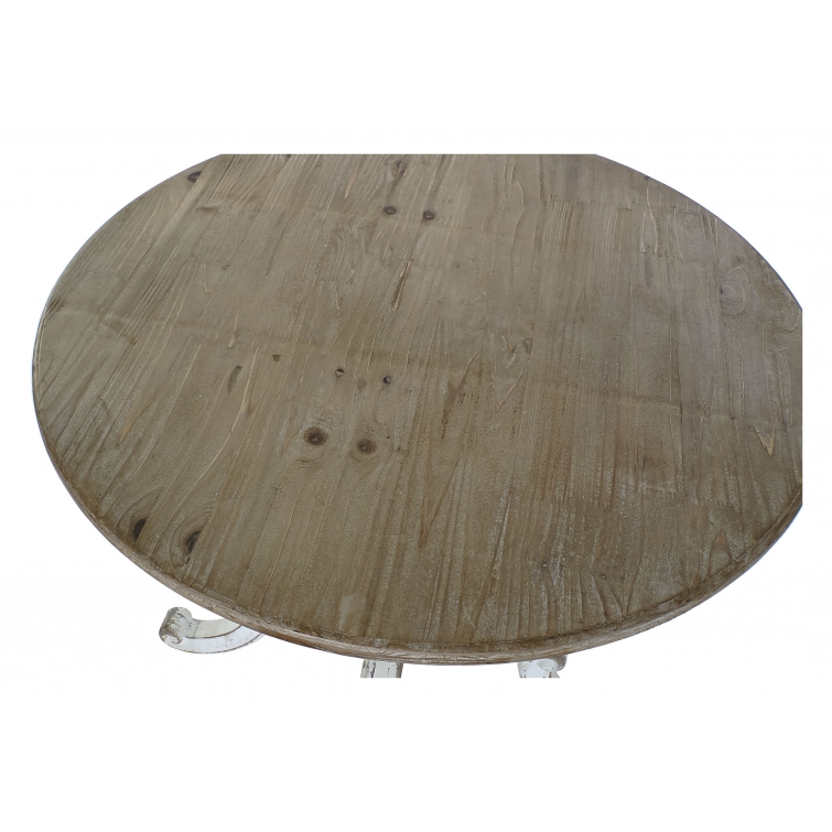 Mesa madera natural y blanca decapada 3