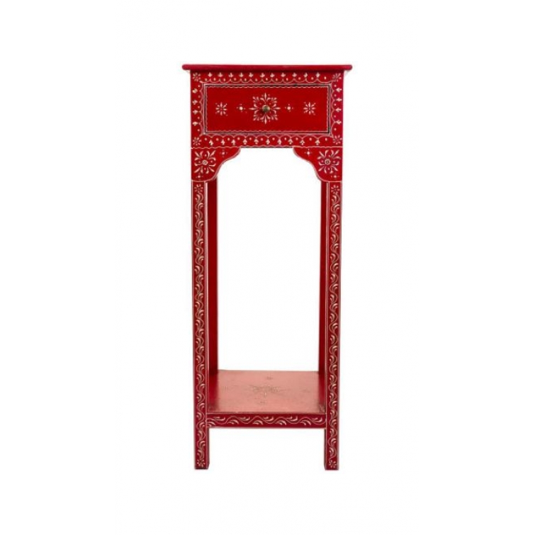 Mesita de noche india rojo 2