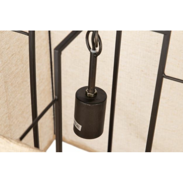 Lampara techo lino y metal negro 5