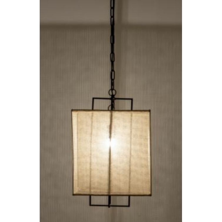 Lampara techo lino y metal negro 9