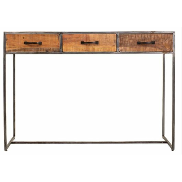 Consola industrial madera y hierro 2