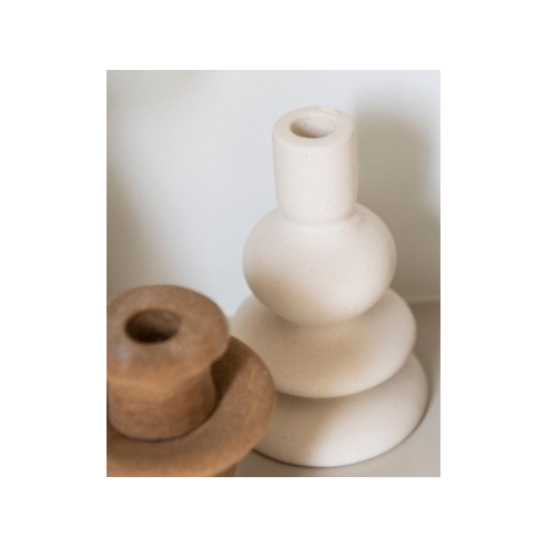 Candelabro ceramica blanco 3