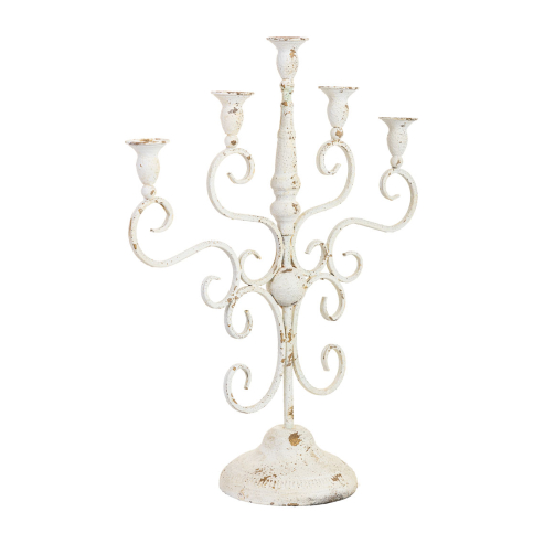 candelabro decapé blanco 5 velas