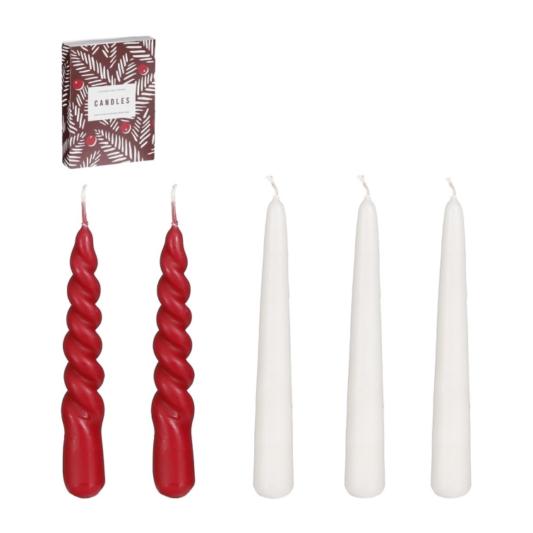 set velas blanco rojo twist