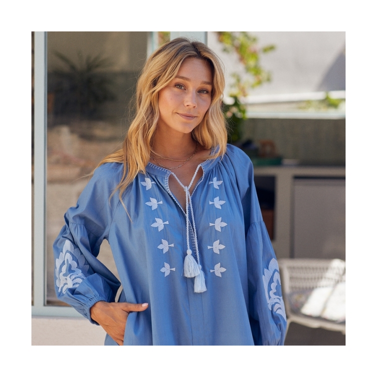 Vestido Larogo brocado AZUL 5