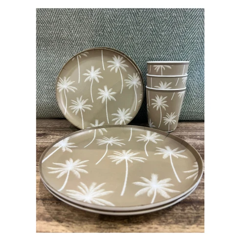 menaje plato vaso melamina palmera 21