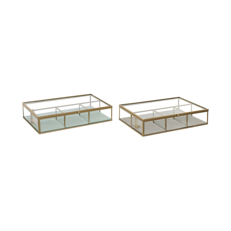 Joyero metal cristal compartimentos 1