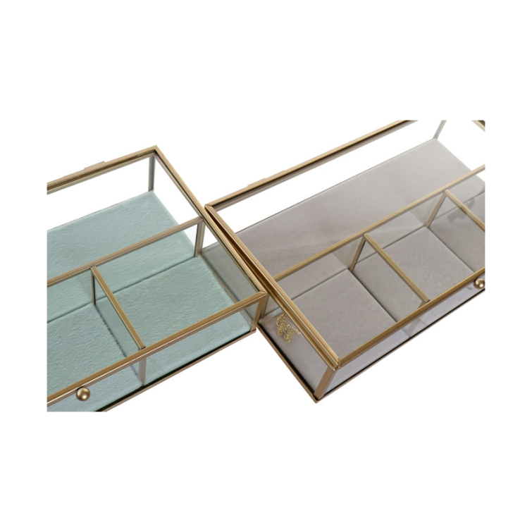 Joyero metal cristal compartimentos 2