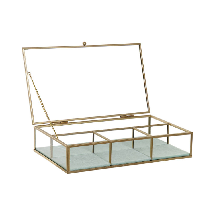 Joyero metal cristal compartimentos 3